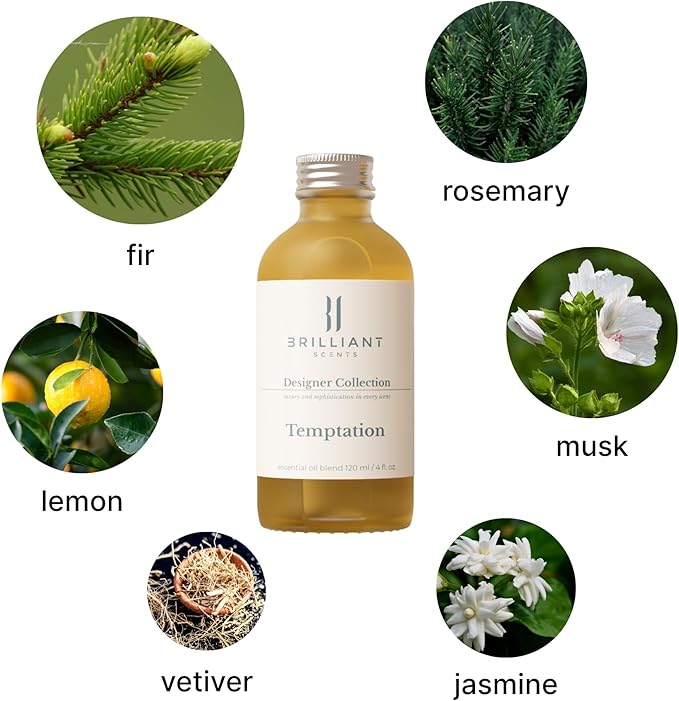 Brilliant Scents Diffuser Oil Refill, Essential Oils Set for Home, Fragrance Oil for Candle Making, Hotel, 50ML, Temptation