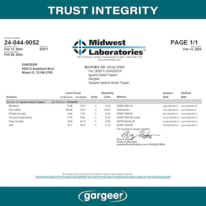 2oz Iguana Salad Topper. Supercharge Juveniles & Adults Appetite, Health & Immune System. Complete Diet Food Supplement, Rich with Vitamins & Minerals, Amino & Antioxidants, Made in The USA. Enjoy!