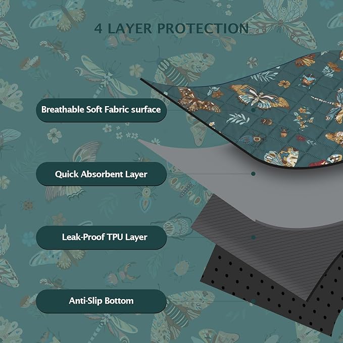 IEUUMLER Washable Pee Pads for Dogs, 2 Pack Insect Pattern Reusable Waterproof Puppy Potty Pads, Non-Slip Absorbent Pet Training Pads for Playpen Crate Bed EU014