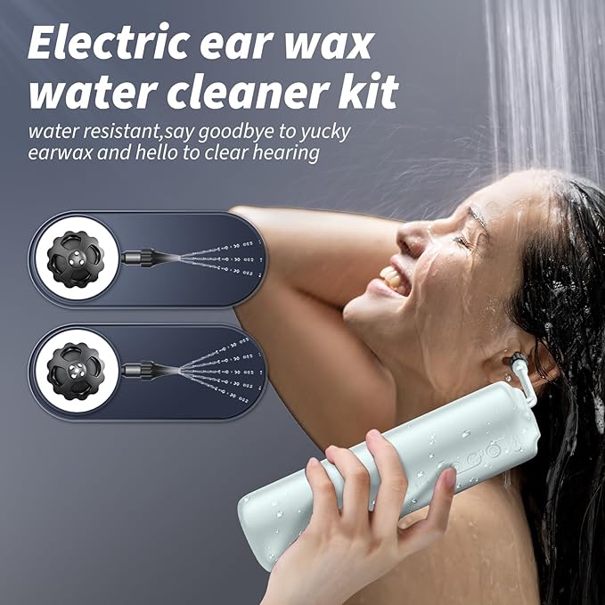 Ear Wax Removal - Electric Ear Cleaner - Ear Irrigation Kit Safe Ear Irrigation Flushing System with 4 Pressure Settings - Effective Ear Wax Removal Tool for Earwax Buildup (Silver)