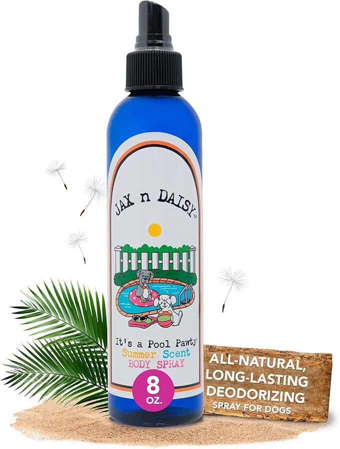 Jax N Daisy Pool Pawty Body Spray a Delightful Summer Scent All Natural Good for Coat Skin Long Lasting Deodorizing Spray Dog Perfume Deodorant for Smelly Dogs pet Perfume