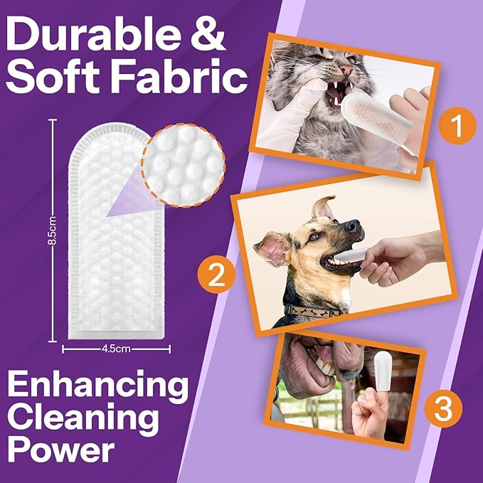 DEVO-T 100% Natural Dog Teeth Cleaning Wipes Mint Scented | 50 Count | Pet Teeth Cleaning Finger Wipes for Dogs, Cats & Horses | Remove Bad Breath, Plaque & Tartar Buildup | Dog Dental Wipes Finger