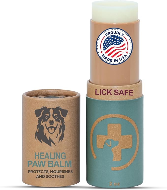 Healing Dog Paw Balm (2oz) - Moisturizer, Soother, and Pain Relief for Dry, Cracked, or Irritated Paws - Natural - Lick-Safe Formula - Safe for Dogs, Puppies, or Cats - Made in The USA