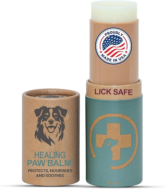 Healing Dog Paw Balm (2oz) - Moisturizer, Soother, and Pain Relief for Dry, Cracked, or Irritated Paws - Natural - Lick-Safe Formula - Safe for Dogs, Puppies, or Cats - Made in The USA