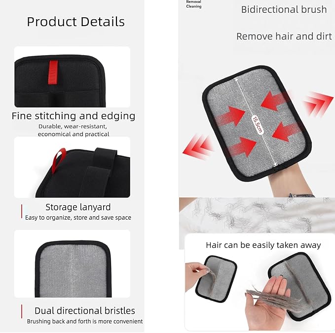 2PC Pet Hair Removal Glove for Cats & Dogs | Electrostatic Pet Hair Removal Glove | Magic Brush Pet Hair Remover Tool | Efficient Grooming Gloves for Pet Hair, Furniture Clothes Couch Carpet Car Seat