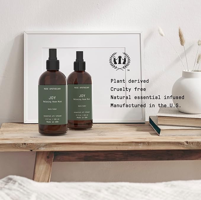 Muse Apothecary Room Ritual - Botanical Collection - Christmas Room Spray, Aromatic and Relaxing Room Mist, Air Freshener Spray, Infused with Natural Aromatherapy Essential Oils - 8 oz, Warm Cedar