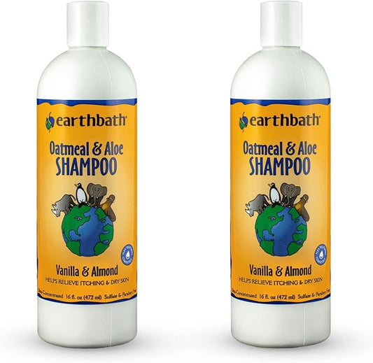 earthbath, Oatmeal & Aloe Dog Shampoo - Oatmeal Shampoo for Dogs, Itchy, Dry Skin Relief, Dog Wash, Made in USA, Cruelty Free Pet Shampoos - Vanilla & Almond, 16 Oz (2 Pack)