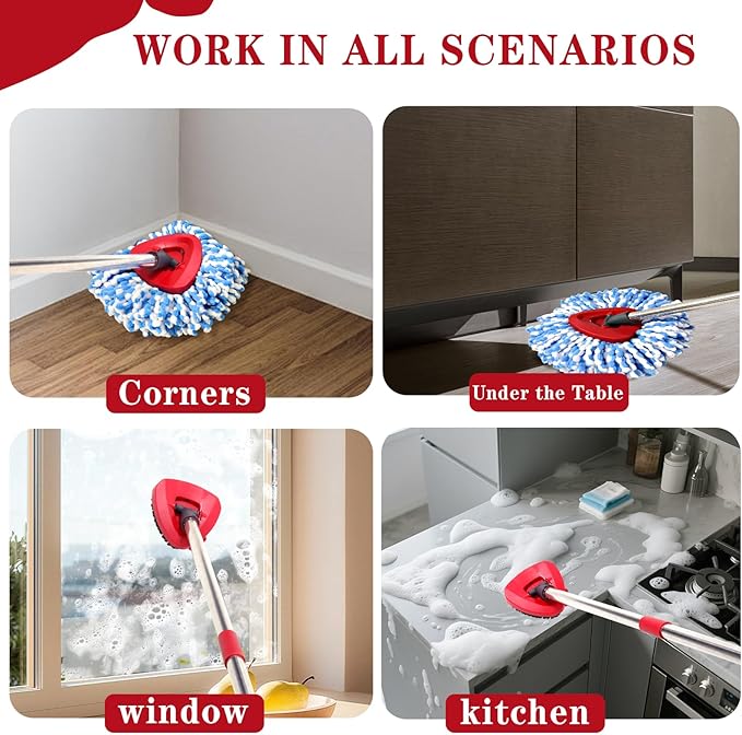 2 Pack Spin mop Replacement Head, Spin mop Scrub Brush,Microfiber Mop Refills, Easy to Replace,for Bathroom,Kitchen,Tub and Tile,Easy Cleaning,Suitable for Ocedar RinseClean 2-Tank System Spin Mop (C)