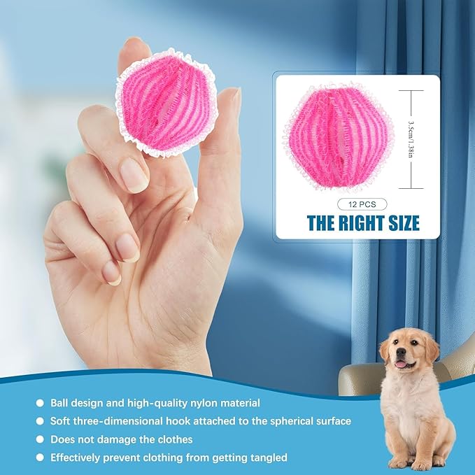 12PCS Pet Hair Remover for Laundry – Reusable Dog & Cat Hair Catcher Balls for Washer & Dryer, Lint & Fur Collector, Washing Machine Hair Remover (All)