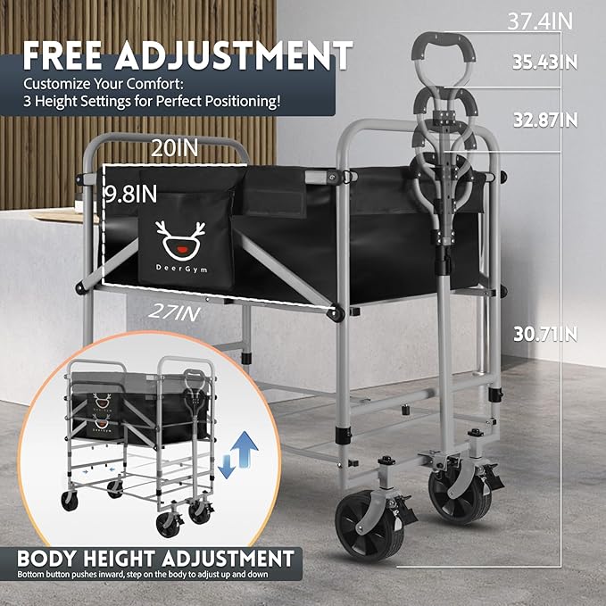 2-in-1 Dog Bathtub and Dog Stroller, Portable Dog Bath and Pet Stroller for Small and Medium Dogs (5-55 lbs) and Cats, Four-Wheel Bathing Cart with Brake Grey