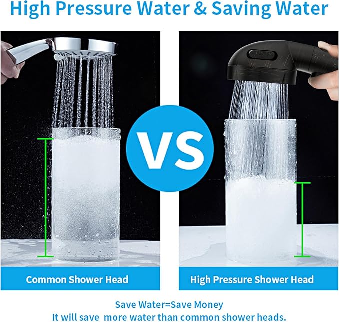 KAIYING Drill-Free High Pressure Handheld Shower Head with ON/OFF Pause Switch 3 Spray Modes Water Saving Showerhead, Detachable Puppy Shower Accessories (Oil-Rubbed Bronze)
