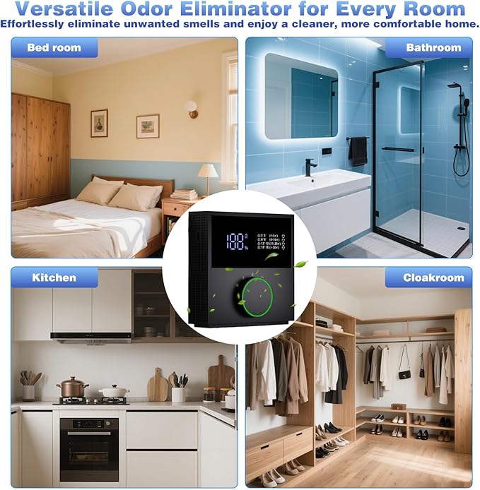 Air Ionizer – Ozone Odor Eliminator for Strong Odor 99% Cat Litter DeodorizerDog Poof Odor Removal, Plug In Negative Ion Air Purifier for Home, Air Purifier for Pets Toilet Wardrobe Shoe Garage Room