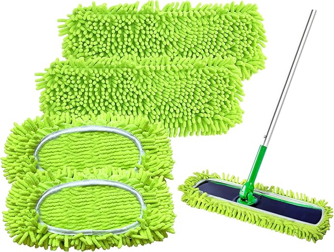 4PCS XL Mop Pads Compatible with Swiffer XL Sweeper,Reusable X-Large Dry Sweeping Cloths for Swiffer,XL Wet Pads Refills & XL Washable Wet Mopping Cloths for Hardwood Floor/Tile/Marble Cleaning