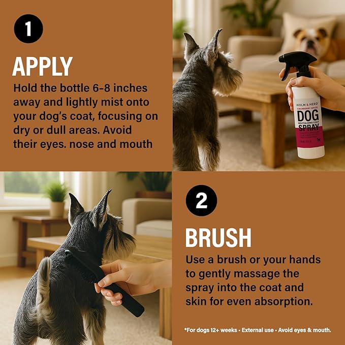 Dog Perfume Spray – Deodorizing Coat Spray for Dogs That Hydrates & Enhances Shine – Dog Cologne & Leave-in Conditioner – Cranberry Spice 8oz