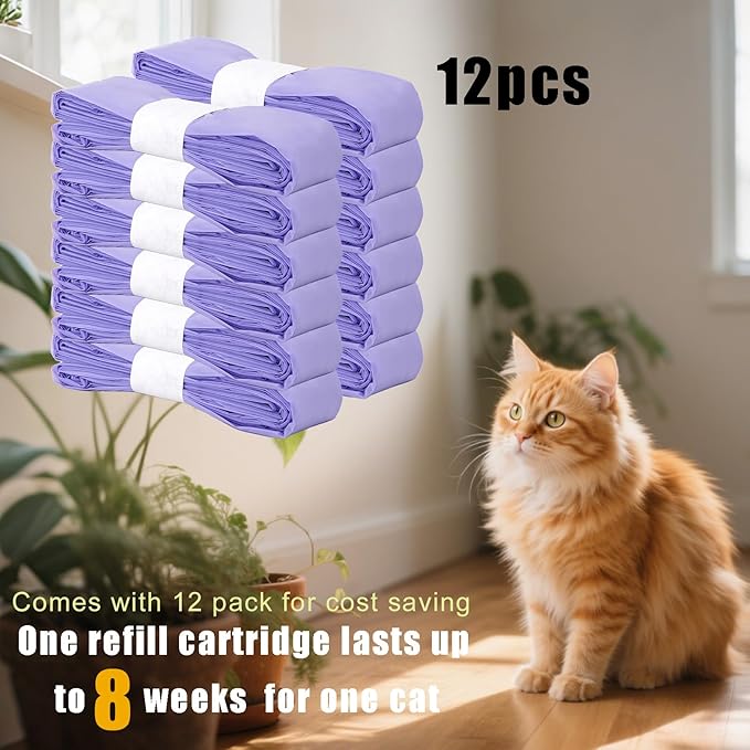 12 Pack Cat Litter Refill Bags Compatible with Litter Cat Genie Standard,Plus,XL,Odor Control Pails