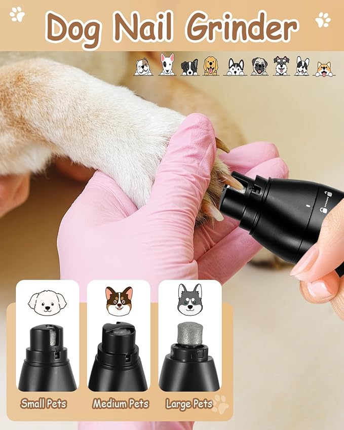 4 in 1 Dog Clippers for Grooming Paw Trimmer, USB-C Rechargeable Dog Grooming Clipper Kit Nail Ginder with Two Speeds, Cordless Pet Cat Trimmer Shavers for Thick Hairs for Poodle, Small Pets