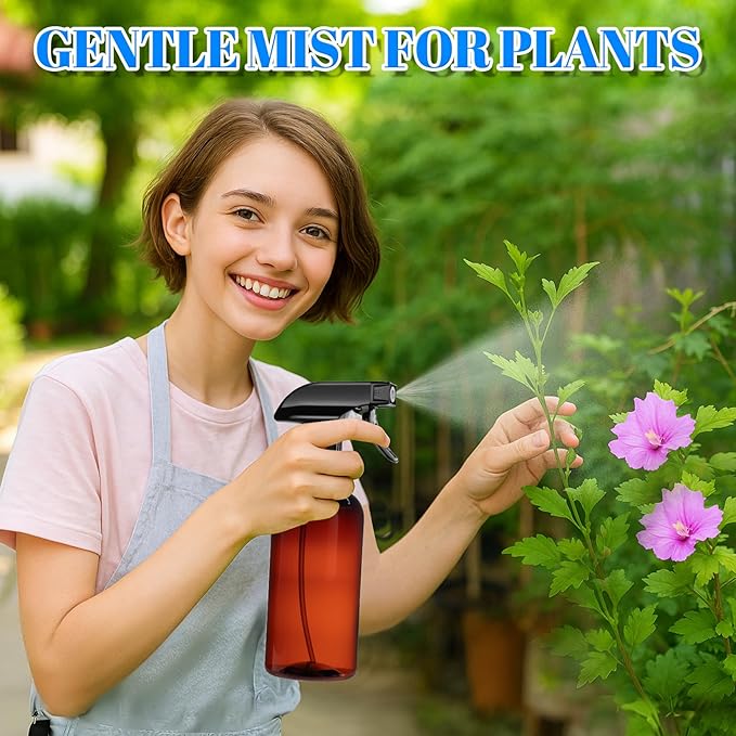 DIYSELF Spray Bottle for Cleaning Plastic Spray Bottles 16 oz 500ml Squirt Bottle for Liquids Amber Spray Lab Weighing Bottles for Home and Garden (2 Pack)