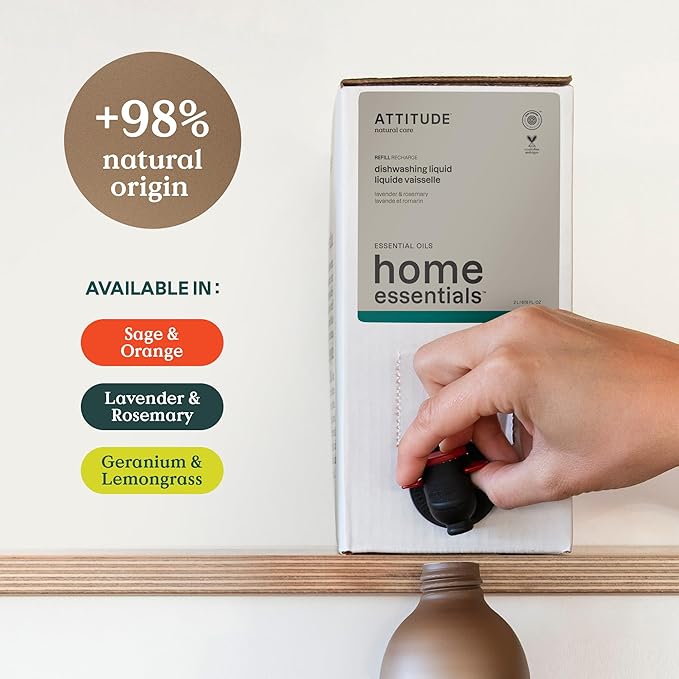 ATTITUDE Dish Soap, EWG Verified, Plant and Mineral-Based Ingredients, Vegan and Cruelty-free Household Products, Orange & Sage, 67.6 Fl Oz (Pack of 4)