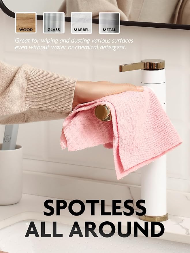 Fantasticlean Microfiber Cleaning Cloth Roll -675 Pack, Tear Away Microfiber Towels, 12" x 12", Reusable, Washable, Ultra Absorbent Dishcloth for Home Supplies, Car, Shop (9 Rolls of Pink)