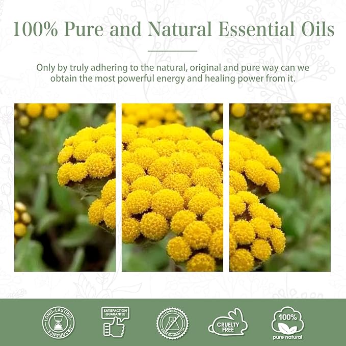 Helichrysum 3.38fl.oz Essential Oil, PHATOIL Pure Aromatherapy Oils for Diffuser, Humidifier, Perfect for DIY Soap, Candle, Bath Bombs Making(100ml)