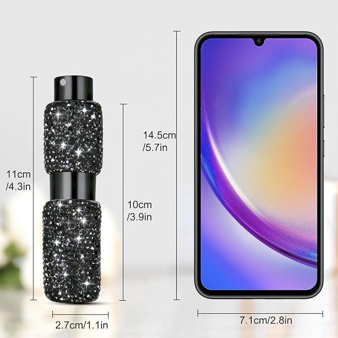 Portable 8ML Perfume Travel Refillable Bottle, Travel Size Perfume Refill Atomizer Bottle,Mini Spray Bottle Empty for Refill(Black 2PCS)