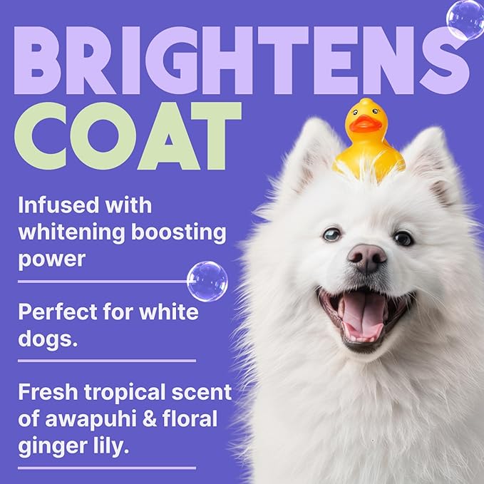 TropiClean Whitening Dog Shampoo, Professional Dog Shampoo, Whitening & Brightening, For All Coat & Color Types, Puppy Safe, Made in USA, 1 Gallon