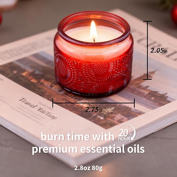 Christmas Scented Candles Gift Set - Holiday Soy Wax Candles with Festive Scents - Christmas Tree, Fireplace, Cinnamon, Mulled Wine - Great Gifts for Women, Home Decor, 4 Pack