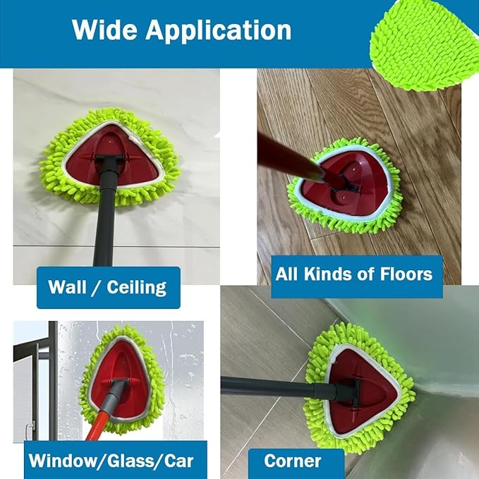 3 PCS Spin Mop Heads Replacements Compatible with Ocedar Easywring 1 Tank System Chenille Mops Duster Pad Washable Dust Refills Green Blue Red