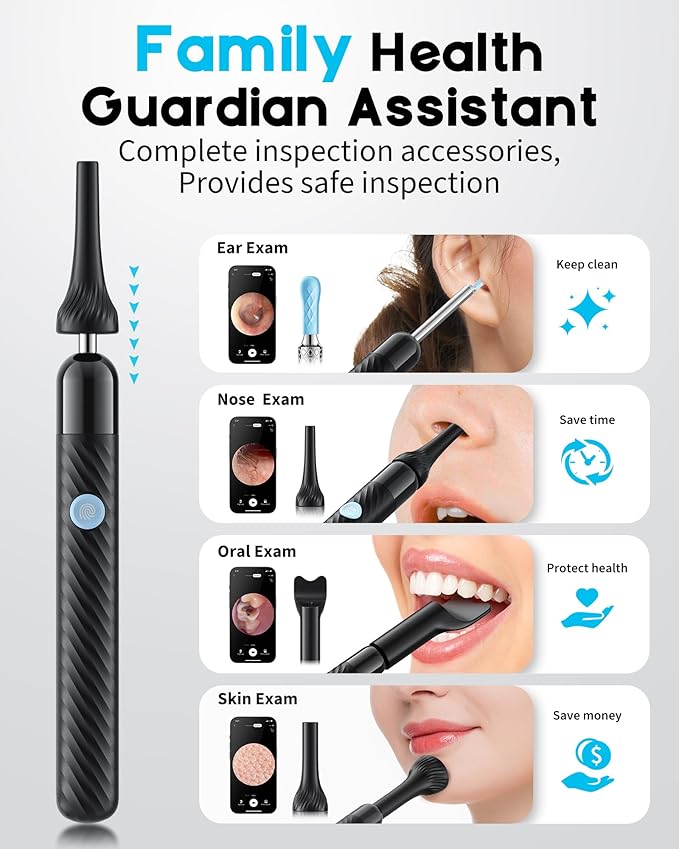 Loyker X6 Ear Wax Removal Tool Camera, Ear Cleaner with Camera, FSA - HSA Store Eligible, 1080P Ear Camera with 6LED Light for Ear/Nose/Throat/Tonsil Stone Examination, Black