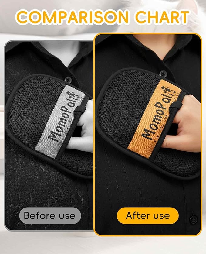 2PCS Electrostatic Pet Hair Remover Glove, Reusable Cat Dog Pal Hair Cleaning Grooming Removal Mitt