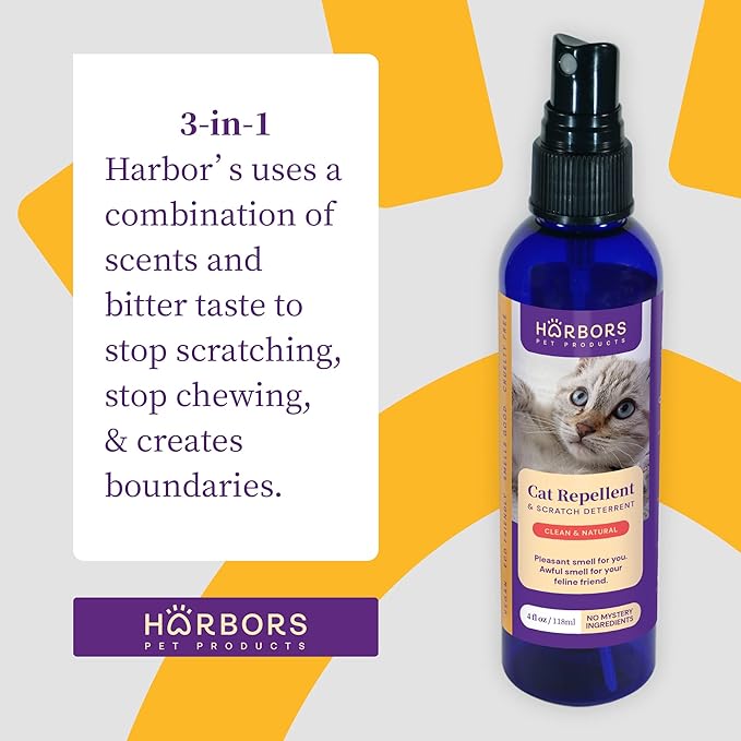 Harbors Cat Scratch and Chewing Deterrent Spray - 4 oz / 118 ml | Formulated with Essential Oils | 100% Satisfied or Return
