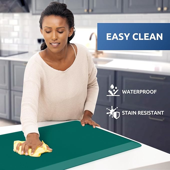 KitchenClouds Kitchen Mat Cushioned Anti Fatigue Rug 17.3"x28" Waterproof, Non Slip, Standing and Comfort Desk/Floor Mats for House Sink Office (Dark Green)
