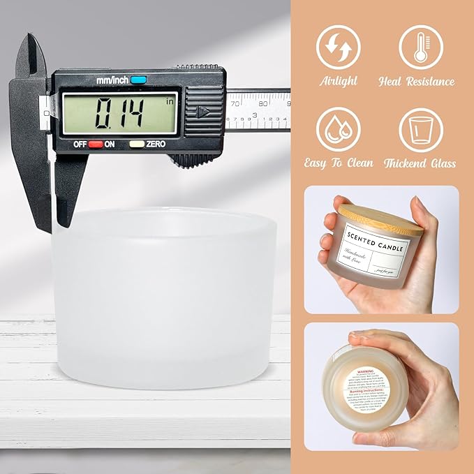 4oz Candle Jars for Making Candles, 15 Pack Small Frosted Glass Empty Candle Jars with Bamboo Lids and Wick Kit, Mini Wide Mouth Candle Container Bulk, Ideal for Candle Business Owners