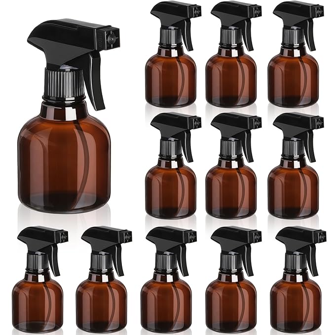 Jinei 24 Pcs 8 oz Empty Plastic Spray Bottle with Trigger Sprayers Pet Adjustable Head from Fine to Stream Refillable for Hair Plants Cooking Pets, No Leakage(Black)