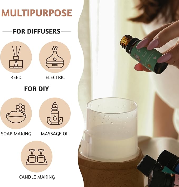 Folkulture Pure Essential Oils for Diffuser Oil | Jasmine & Lavender Essential Oils Set of 2 Fragrance Oil | Diffuser Scents for Home | Diffuser Essentials, Fragrance