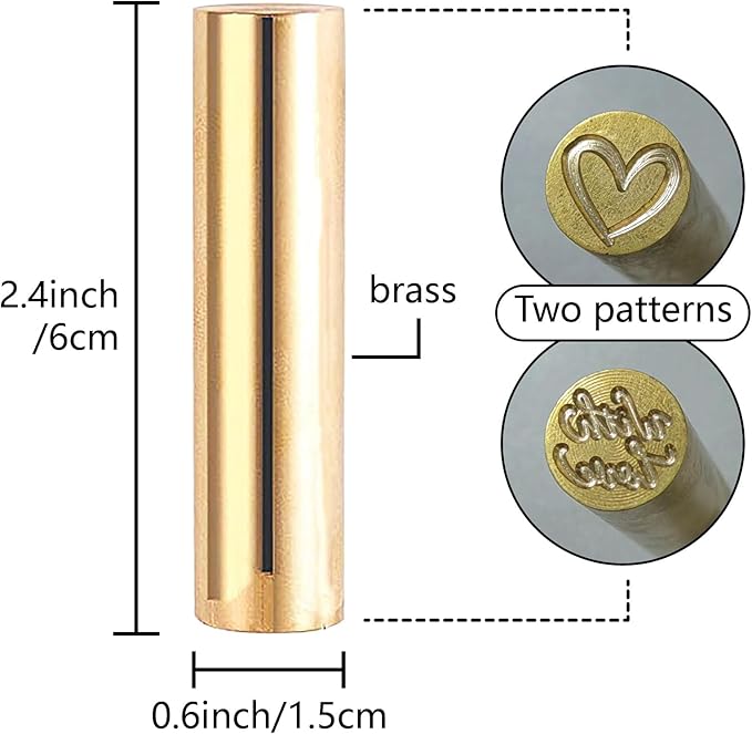 CRASPIRE 2 Sides Pattern Wax Seal Stamp 15mm Mini Thank You Love Soild Brass Greeting Word Wedding Valentine's Day Vintage Sealing Stamp for Invitations Envelopes Card DIY Craft Birthday Decorative