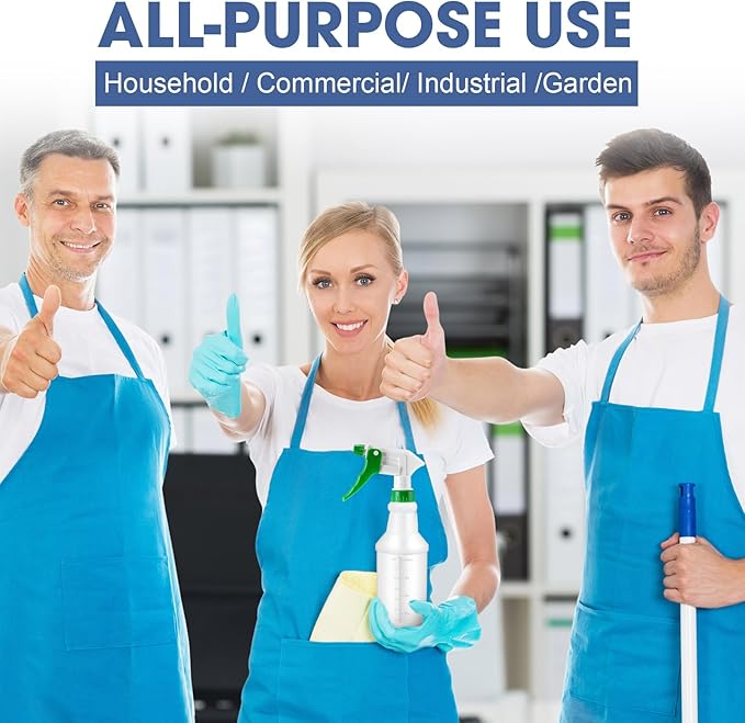 Eccliy 20 Pack 16oz Empty Spray Bottles, Leakproof Cleaning Bottles with Measurement and Adjustable Nozzle for Housekeeping, Commercial Use(Cylinder,Green White New Spray Head)