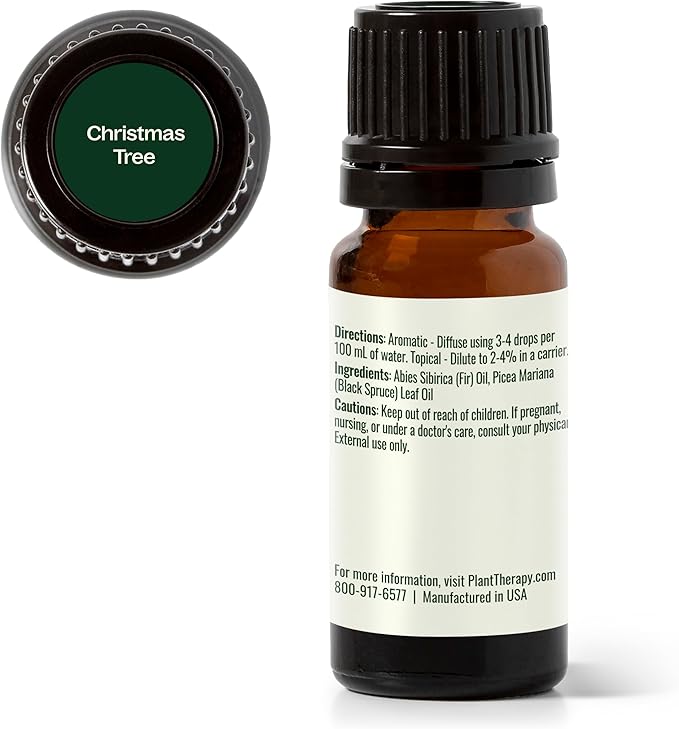 Plant Therapy Christmas Tree Holiday Essential Oil Blend 10 mL (1/3 oz) Crisp & Refreshing, Traditional Holiday Scent, Supports a Healthy Respiratory System