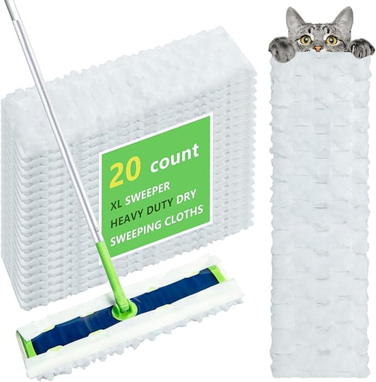 20 Count XL Heavy Duty Dry Sweeping Cloths for Swiffer Sweeper XL Mop - Disposable X-Large Pet Refill - Thickened Multi-Surface Dry Mopping Pad Refills for Floor Cleaning