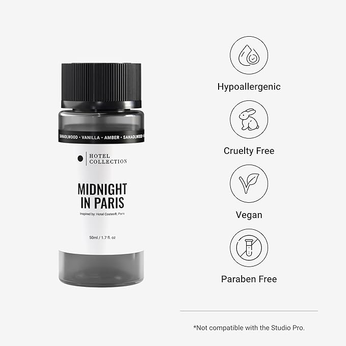Hotel Collection Diffuser Oil - Midnight in Paris - Aromatherapy Essential Fragrance Oil - Sandalwood, Vanilla, and Amber - 50mL 1.7 Fl oz