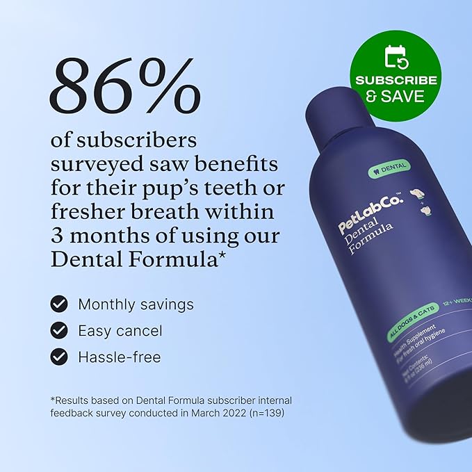 PetLab Co. Cat and Dog Dental Formula, Keep Dog Breath Fresh and Teeth Clean, Supports Gum Health - Water Additive Dental Care Targets Tartar, Pack of 2 - Packaging May Vary