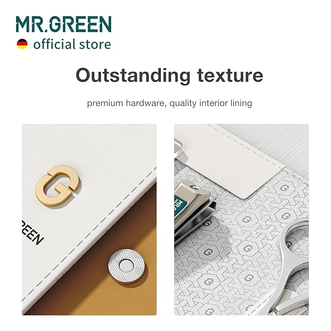 MR.GREEN Colorful Manicure Set Practical Pedicure Kits Nail Clippers Personal Care Tools Facial Hair Scissors with Fashion Case (Mr-6682 Light Yellow)