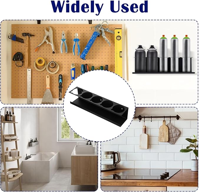 4-Pack 5 Holes Spray Can Holder Bottle Organizer Wall-Mounted Spray Paint Can Rack Organizer for Garage, Workshop & Home