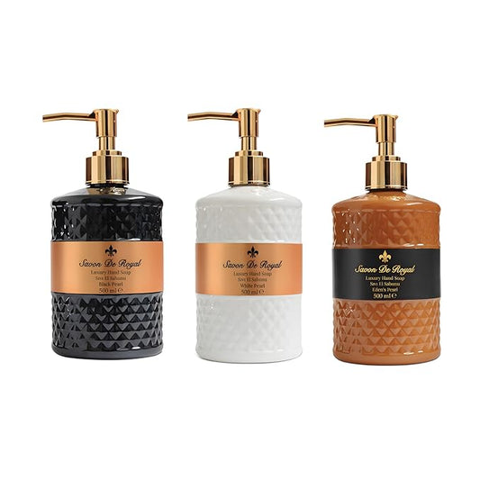 Luxury Pack of 3 Liquid Hand Soap, Jasmine/Musk Vanilla/Vanilla Orange Bathroom Soap Hand Wash Refillable Bottle Gift 50.7 Fl Oz