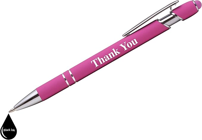 "Thank You" Premium Gift Stylus Pens For All TouchScreen Devices - Metal Soft Touch - 2 in 1 Combo Pen for Events, Parties, Employee Appreciation & More (40 Pack)