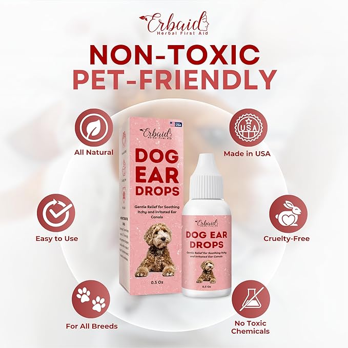 Dog Ear Cleaner – All Natural Ear Drops for Dogs Ear Infection – Eliminates Yeast Odor, Loosens Wax, Prevents Infections, Relieves Itching – Safe, Gentle, Effective Itchy Ear Relief, Made in USA