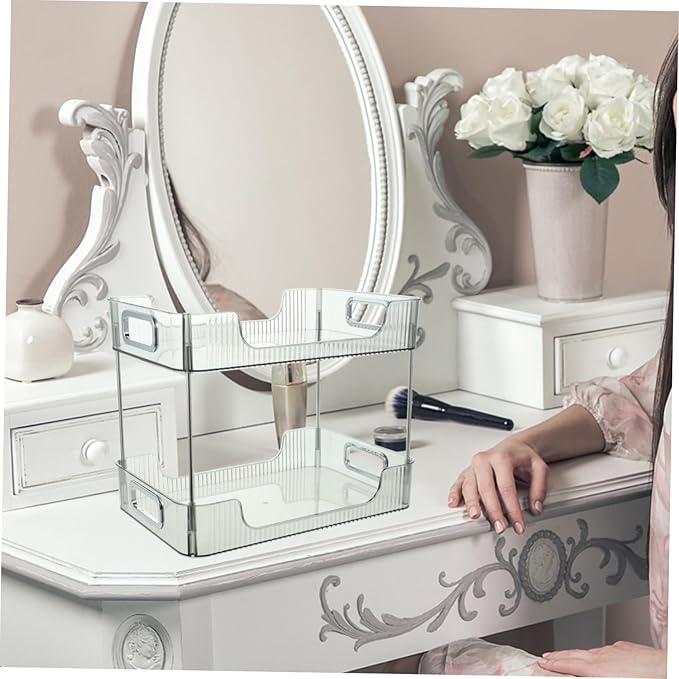 BESTOYARD 2tier Bathroom Countertop Organizer Tray Makeup Brush Organizer Over Toilet Storage