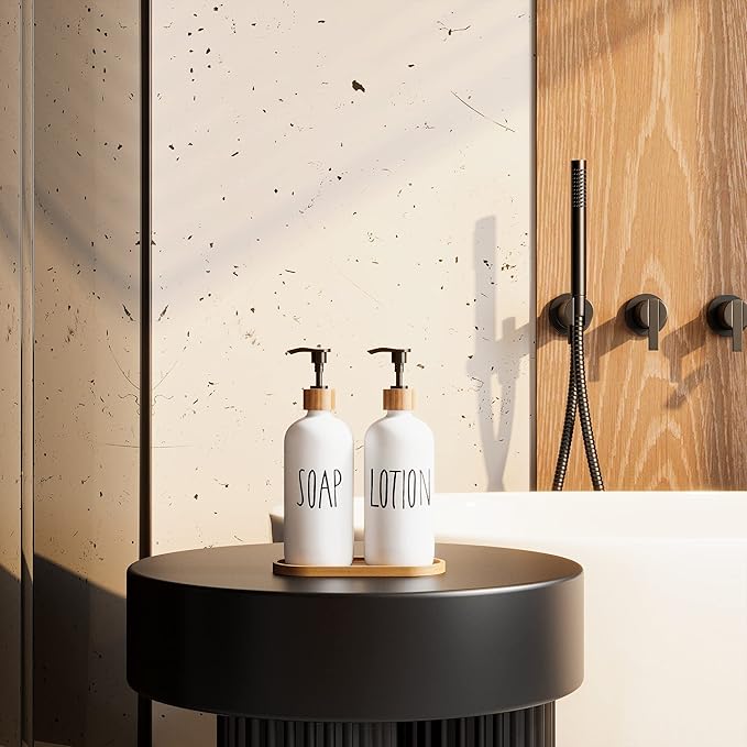 Soap Dispenser,Dish Soap Dispenser for Kitchen Sink.Glass Hand Soap Dispenser, Modern Farmhouse Decor Dish Soap Dispenser for Bathroom,Kitchen Sink Decor