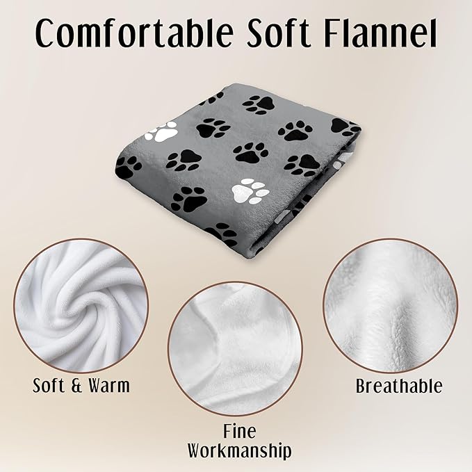 HIWX Dog Kids Blanket, Dog Lovers Gifts Blankets, Puppy Paws Throw Blanket for Kids Girls Boys Nursery Toddler Room Bedroom Home Living Room Office Couch Bed Decor, Pet Lover Owner Gifts, 40x30 Inches