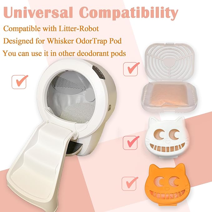 NewKe 6 Pack Cat Litter Box Deodorizer Refills for Whisker OdorTrap Pod, Odor Eliminator Compatible with Litter-Robot and Traditional Litter Boxes, Air Freshener, Pet Odor Eliminator, Keep Home Fresh